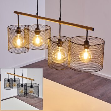 Manose Lampa Wisząca ciemne drewno, czarny, 4-punktowe