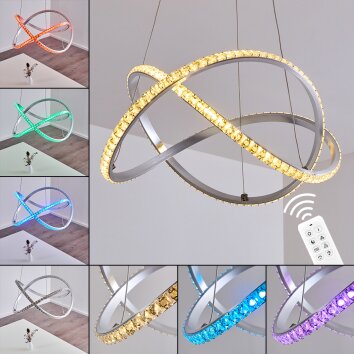 Saginaw Lampa Wisząca LED Nikiel matowy, 1-punktowy, Zdalne sterowanie, Zmieniacz kolorów