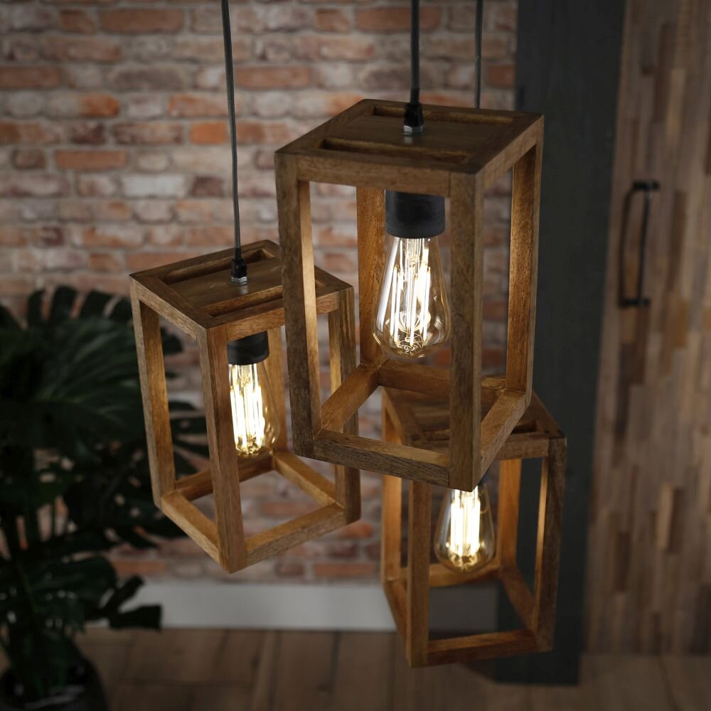 Siddeburen Lampa Wisząca Ciemne drewno, 3-punktowe main product photo