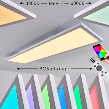 Salmi Lampa Sufitowa LED Biały, 1-punktowy, Zdalne sterowanie, Zmieniacz kolorów