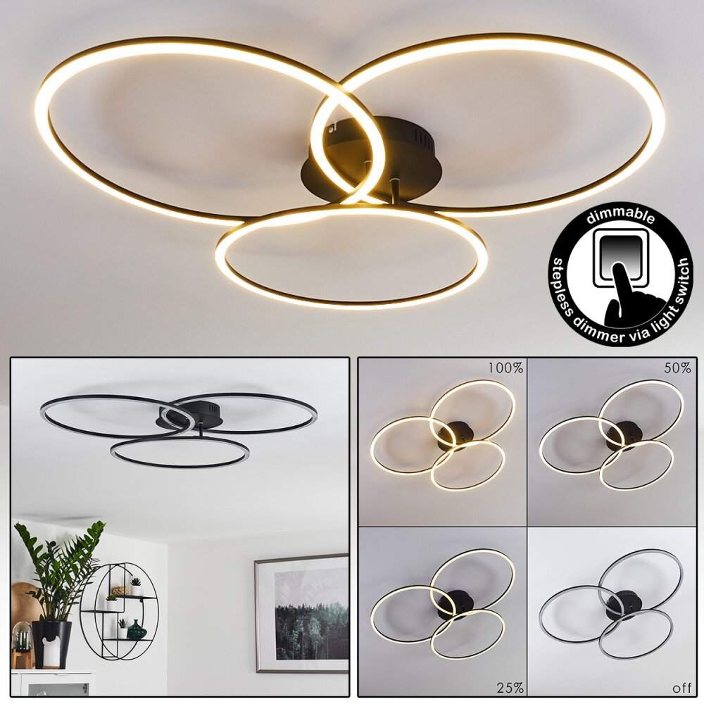 Johsa Lampa Sufitowa LED Czarny, 3-punktowe main product photo