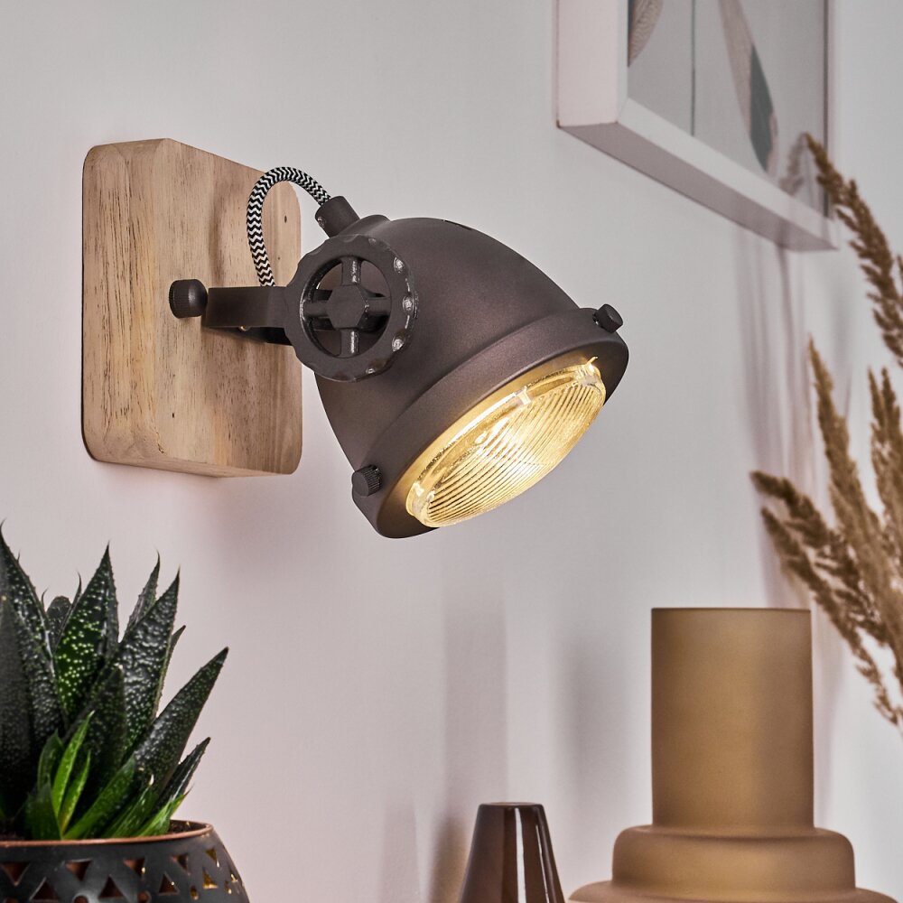 Herford Lampa ścienna Brązowy, Ciemne drewno, Czarny, 1-punktowy main product photo