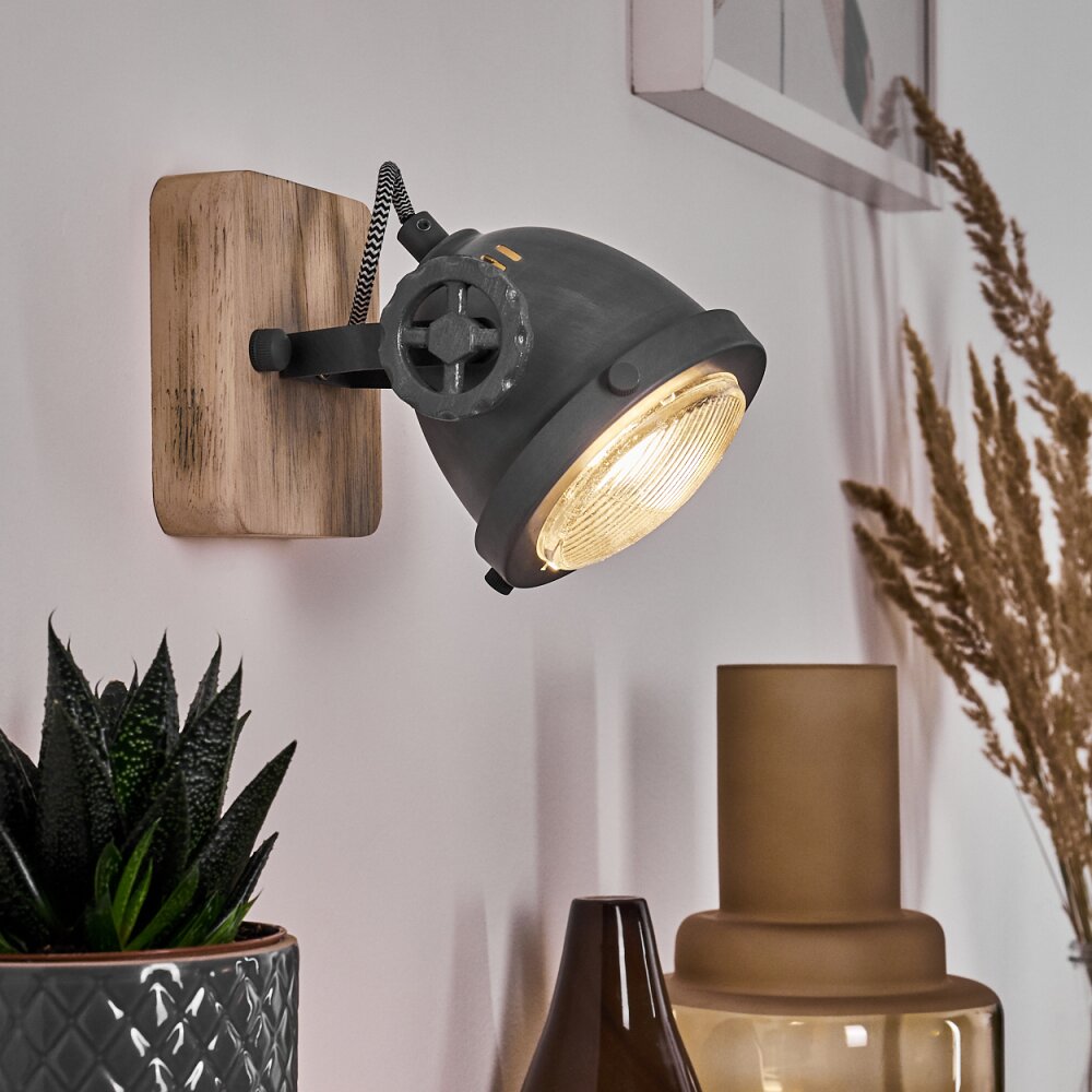 Herford Lampa ścienna Szary, Jasne drewno, 1-punktowy main product photo