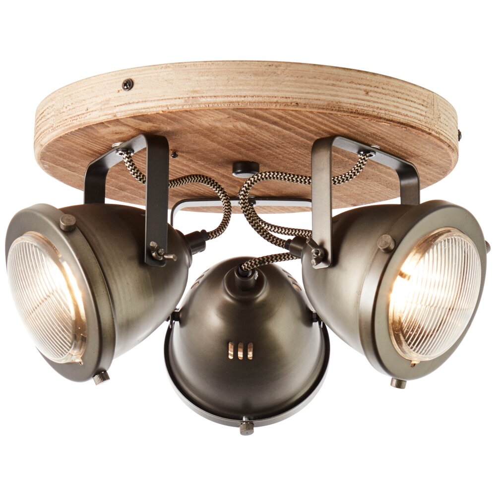 Brilliant CARMEN Lampa Sufitowa Stal nierdzewna, Ciemne drewno, 3-punktowe main product photo