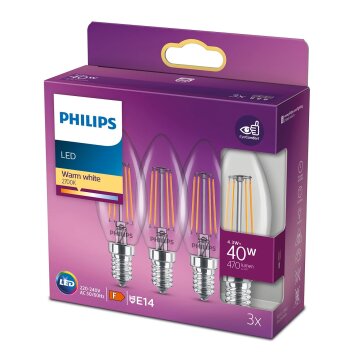 Philips  LED 3er Pack E14 40 Watt 2700 Kelvin 470 Lumen