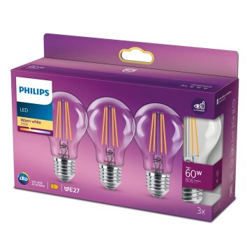 Philips  LED E27 3er Pack 60 Watt 2700 Kelvin 806 Lumen