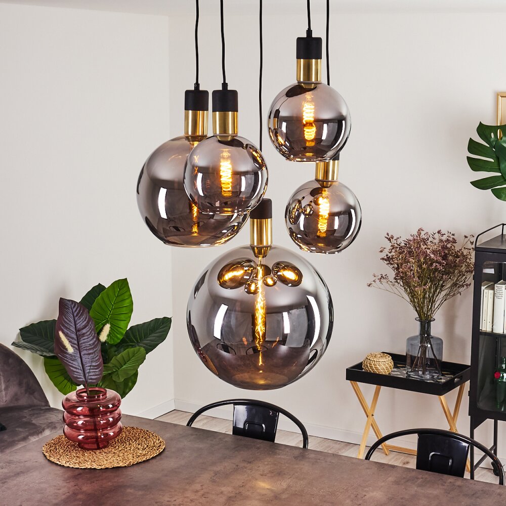 Tuvalu Lampa Wisząca Mosiądz, Czarny, 5-punktowe main product photo