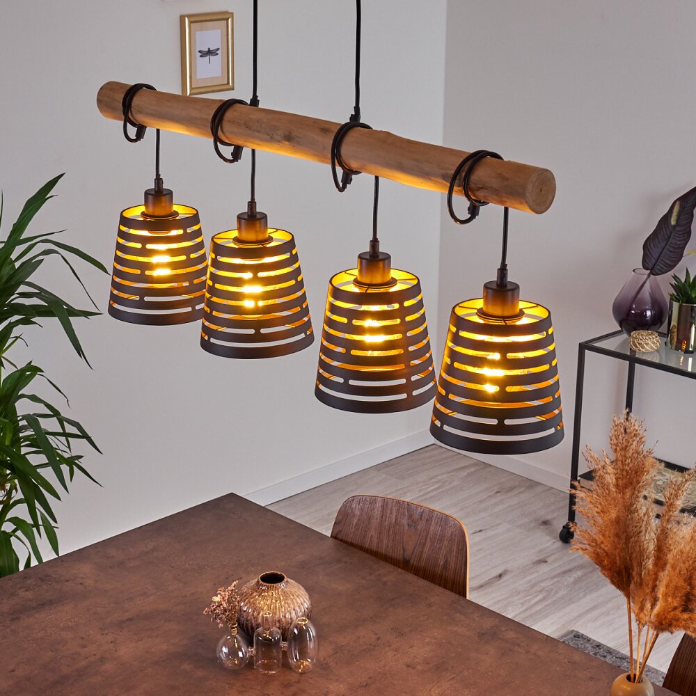 Strathmore Lampa Wisząca Jasne drewno, Czarny, 4-punktowe main product photo