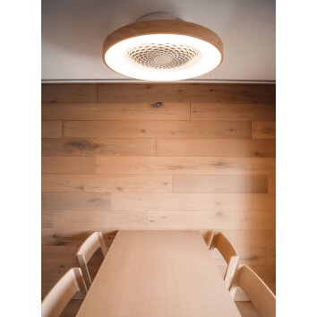 Mantra TIBET wentylator sufitowy LED Ciemne drewno, Biały, 1-punktowy, Zdalne sterowanie