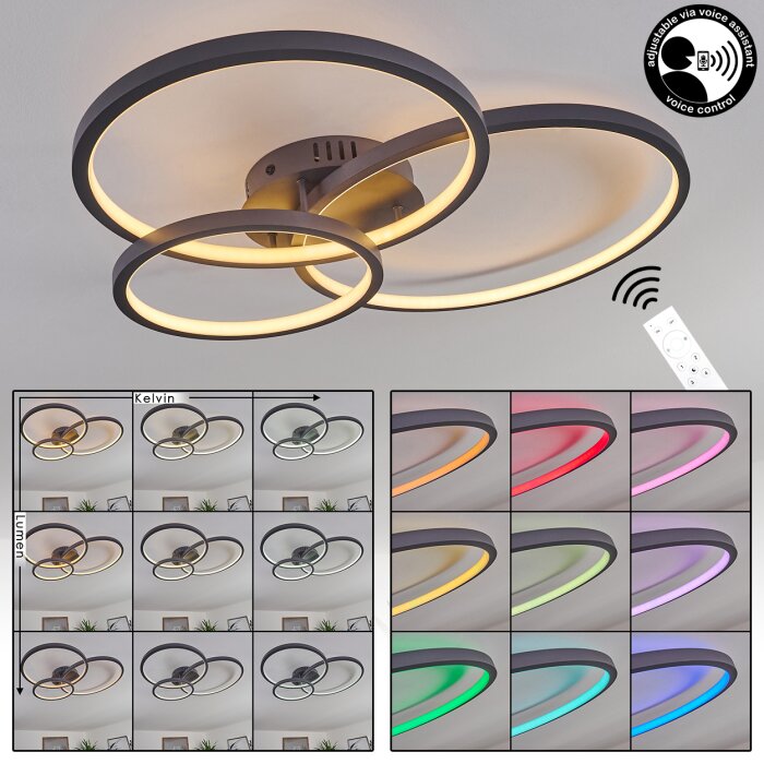 Moemoto Lampa Sufitowa LED Antracytowy, 1-punktowy, Zdalne sterowanie