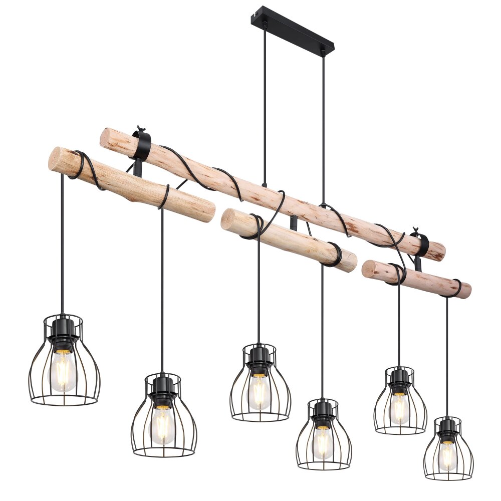Globo MINA Lampa Wisząca Jasne drewno, Czarny, 6-punktowe main product photo