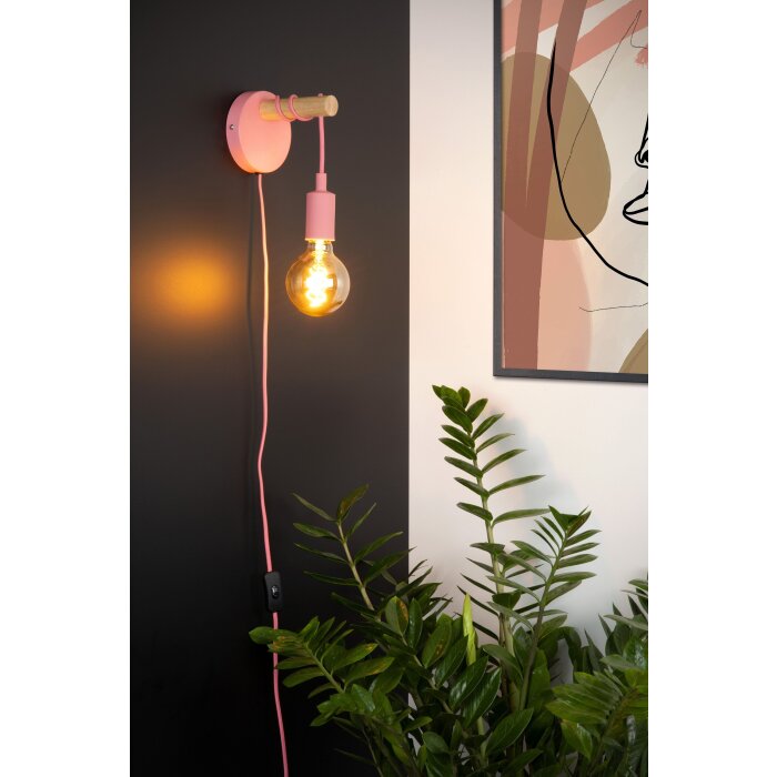 Lucide Pola Lampa ścienna Ciemne drewno, Różowy, 1-punktowy Lucide Pola Lampa ścienna Ciemne drewno, Różowy, 1-punktowy