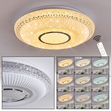 Avoriaz Lampa Sufitowa LED Przezroczysty, Biały, 1-punktowy, Zdalne sterowanie