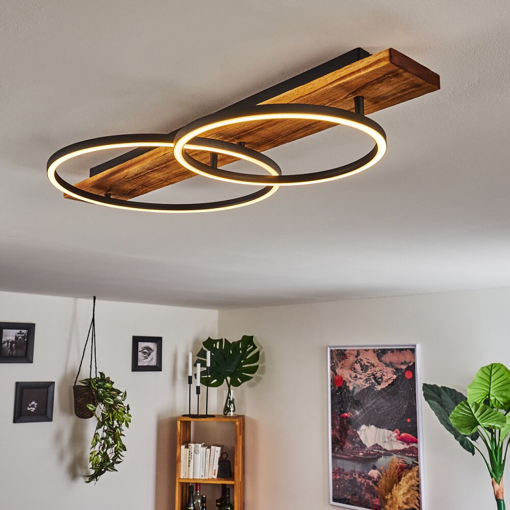 Pompu Lampa Sufitowa LED Ciemne drewno, Czarny, 2-punktowe main product photo