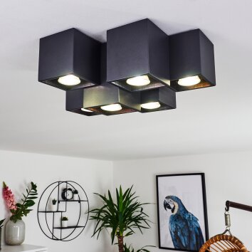 Karaka Lampa Sufitowa Czarny, 6-punktowe
