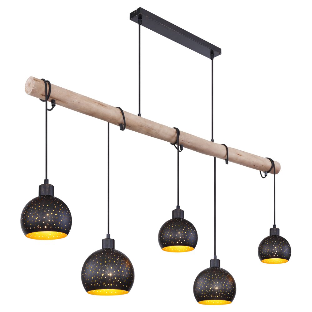 Globo ADAJA Lampa Wisząca Jasne drewno, Czarny, 5-punktowe main product photo