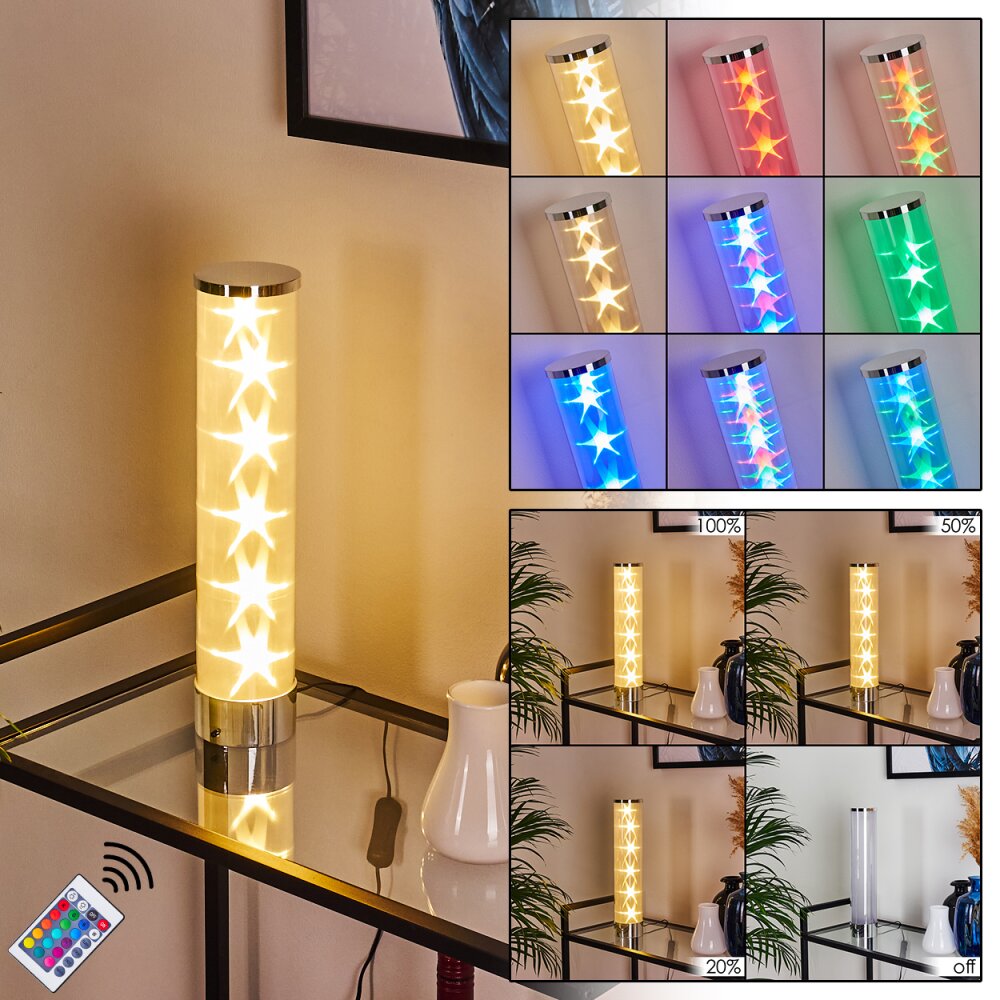 Hatara lampka nocna LED Chrom, 1-punktowy, Zdalne sterowanie, Zmieniacz kolorów main product photo
