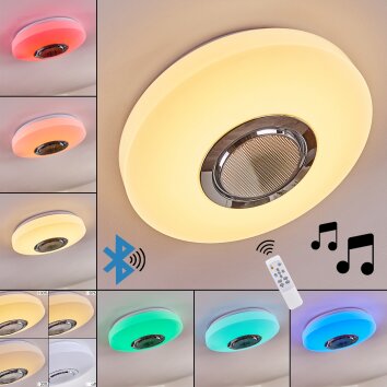Sambani Lampa Sufitowa LED Chrom, Biały, 1-punktowy, Zdalne sterowanie, Zmieniacz kolorów