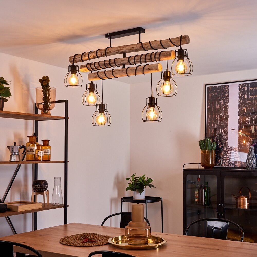 Gondo Lampa Sufitowa Jasne drewno, Czarny, 6-punktowe main product photo