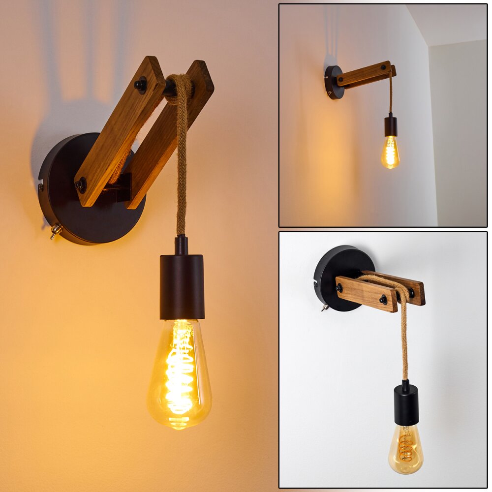 Aarhus Lampa ścienna Ciemne drewno, Czarny, 1-punktowy main product photo