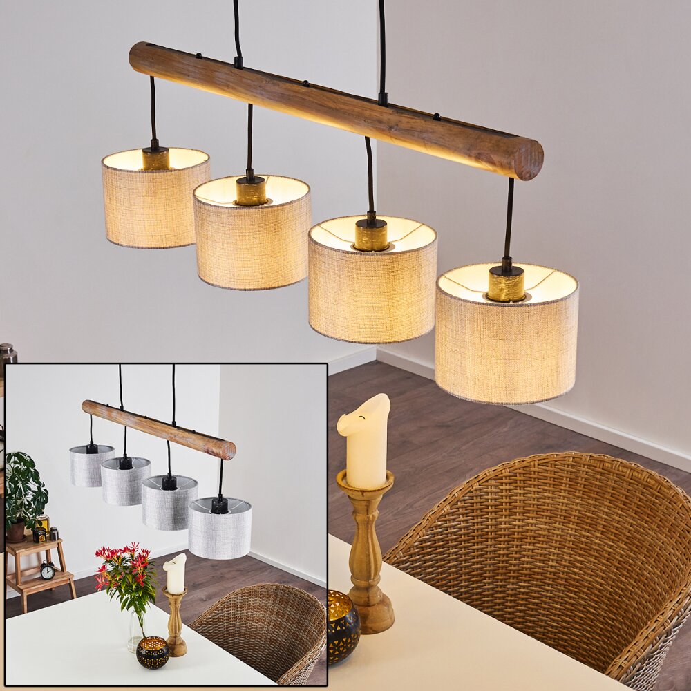 Adelboden Lampa Wisząca Jasne drewno, Czarny, 4-punktowe main product photo