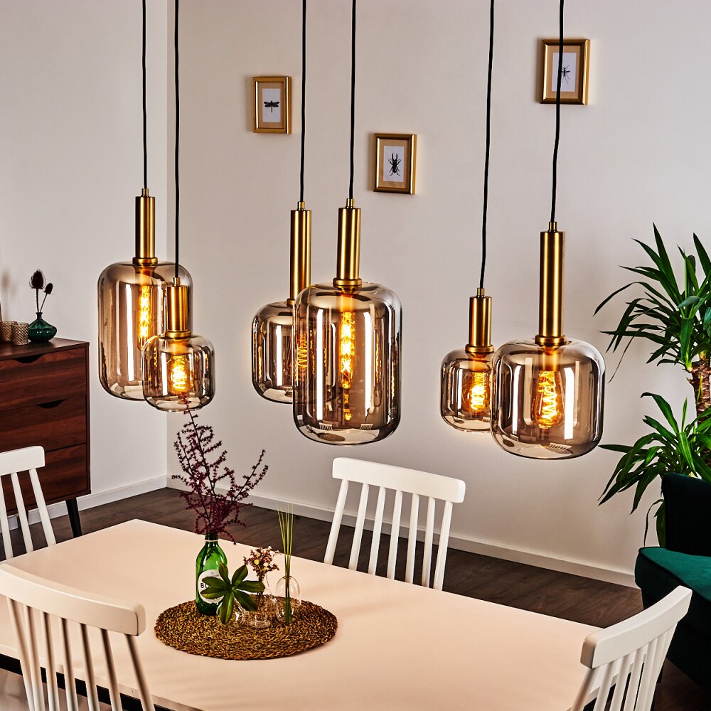 Maliali Lampa Wisząca Złoty, Mosiądz, Czarny, 6-punktowe main product photo