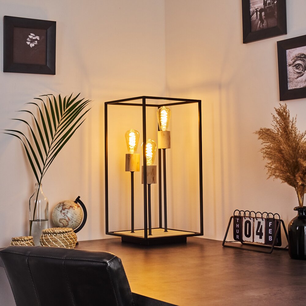 Salla lampka nocna Jasne drewno, Czarny, 3-punktowe main product photo