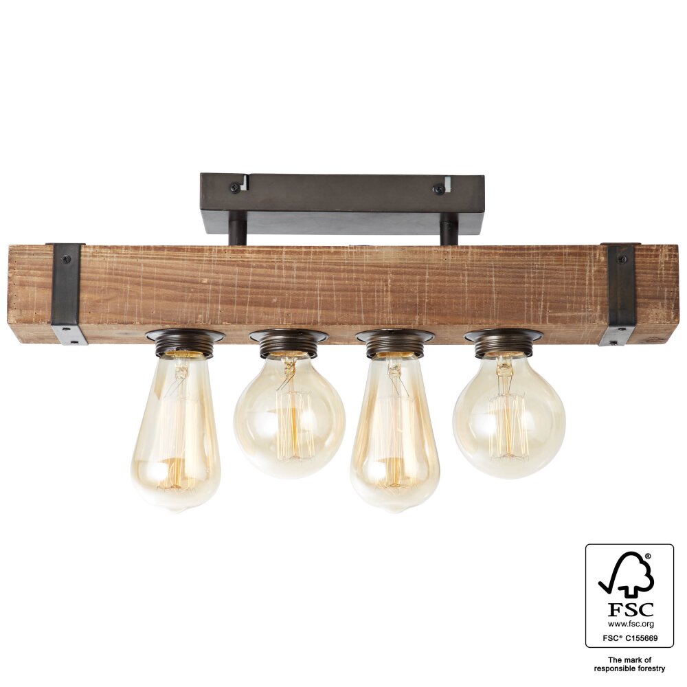 Brilliant Woodhill Lampa Sufitowa Ciemne drewno, Czarny, 4-punktowe main product photo