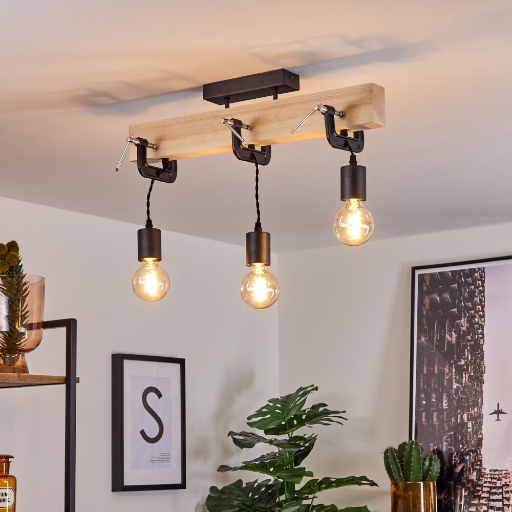 Hautahi Lampa Wisząca Jasne drewno, Czarny, 3-punktowe main product photo