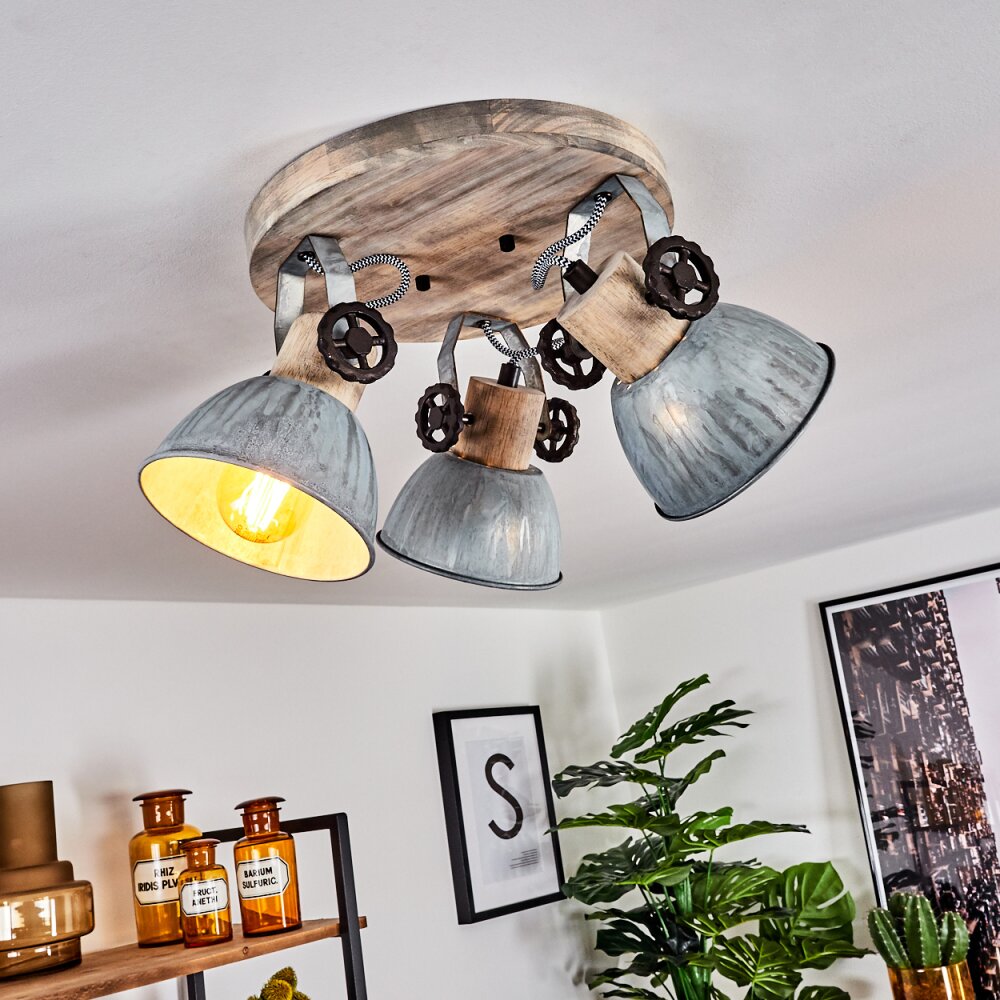 Orny Lampa Sufitowa Jasne drewno, Nikiel matowy, 3-punktowe main product photo
