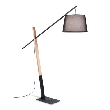 Ideallux EMINENT Lampa Stojąca Ciemne drewno, Czarny, 1-punktowy