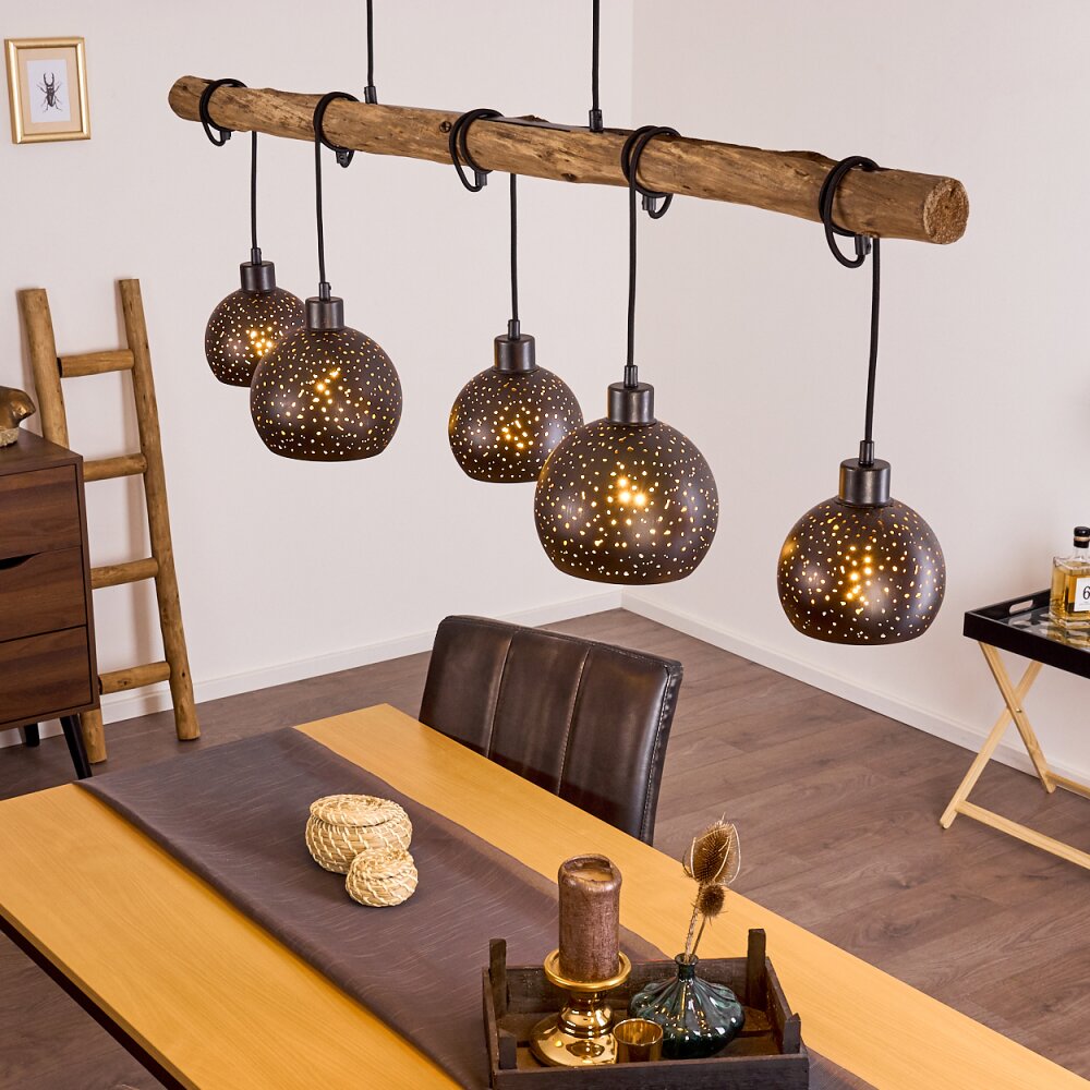 Imana Lampa Wisząca Jasne drewno, Czarny, 5-punktowe main product photo