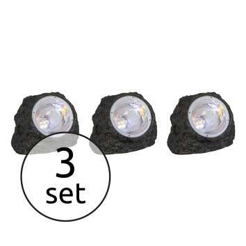 Globo SOLAR zestaw świetlnych kamieni LED Szary, 3-punktowe