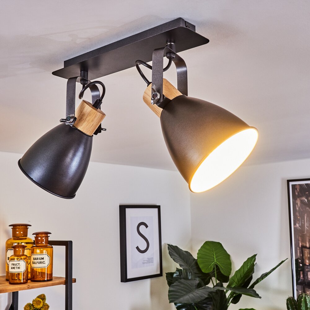 Elm Lampa Sufitowa Antracytowy, Jasne drewno, 2-punktowe main product photo