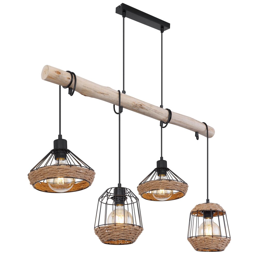 Globo SURRI Lampa Wisząca Jasne drewno, Czarny, 4-punktowe main product photo