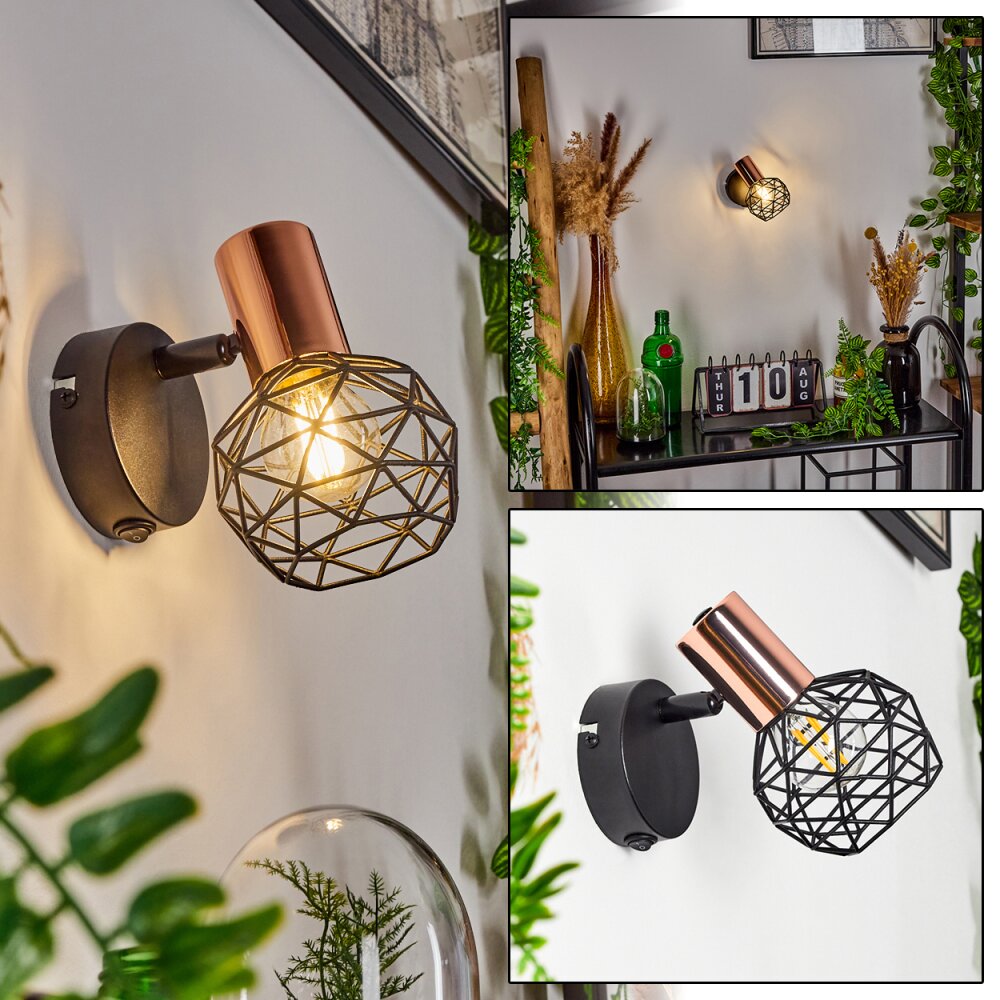 Palmira Lampa ścienna Miedź, Czarny, 1-punktowy main product photo