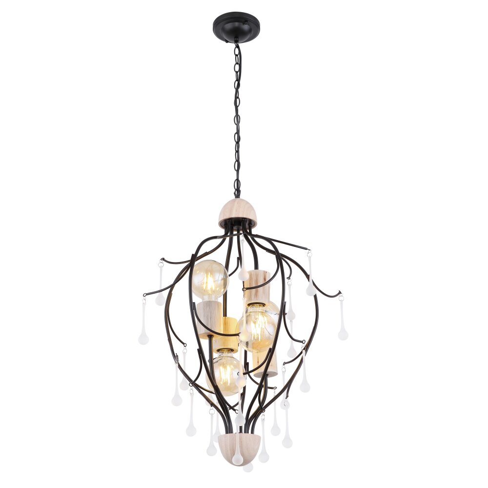 Globo NOLE Lampa Wisząca Jasne drewno, Czarny, 4-punktowe main product photo