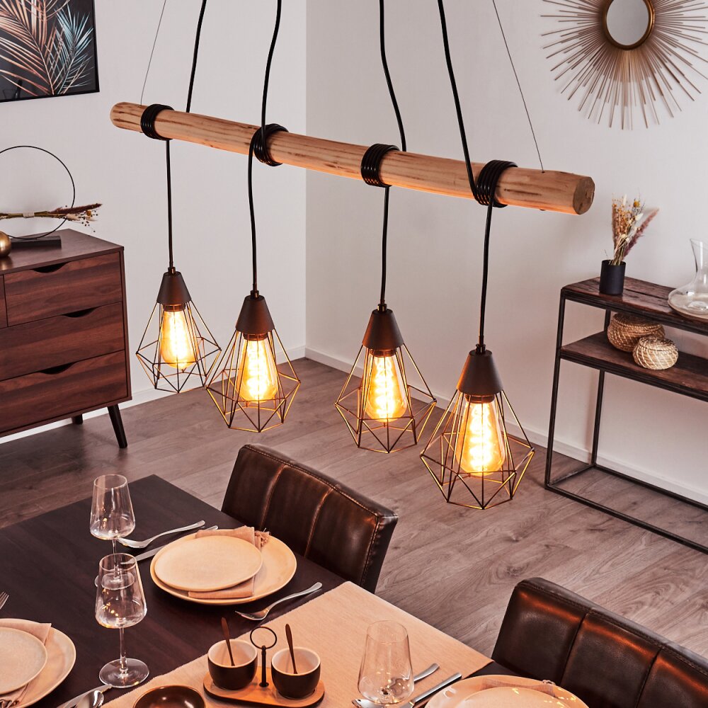 Betsele Lampa Wisząca Jasne drewno, Czarny, 4-punktowe main product photo