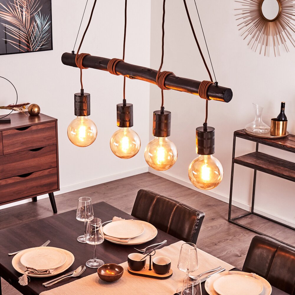 Ajaccio Lampa Wisząca Ciemne drewno, Czarny, 4-punktowe main product photo
