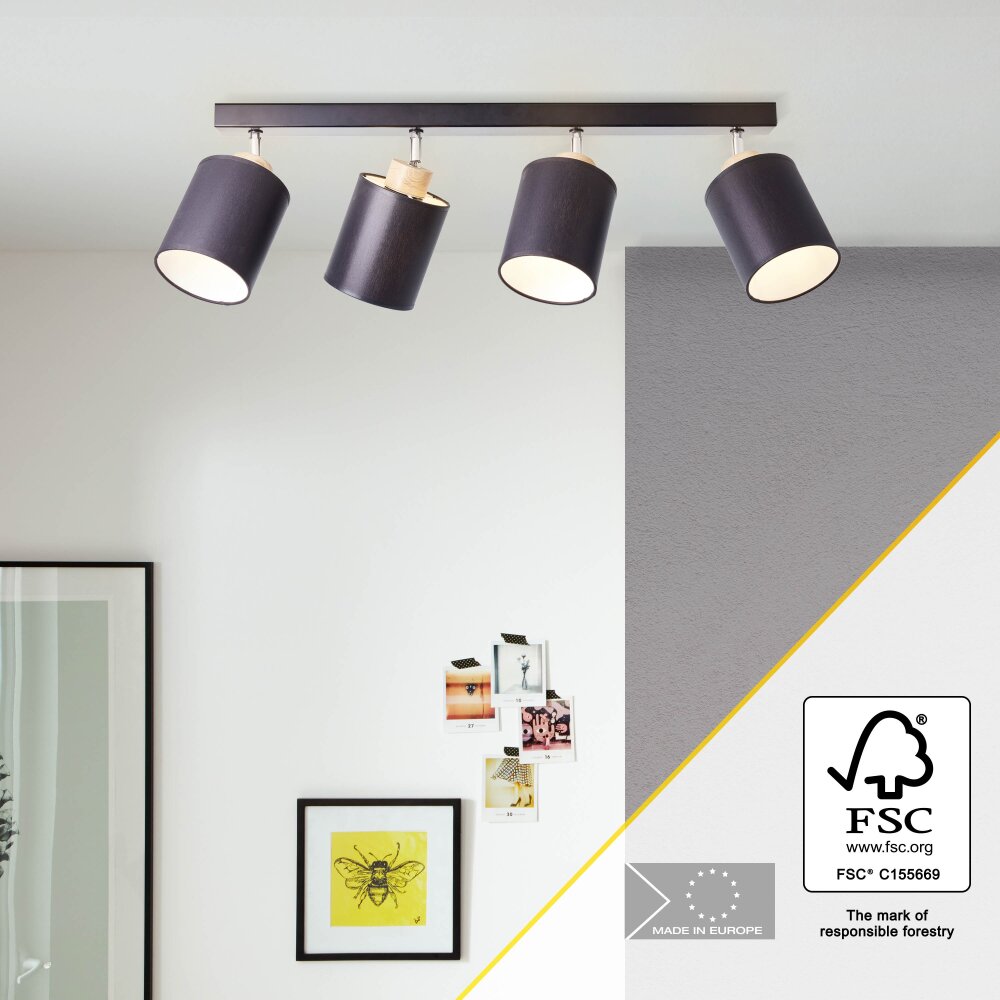 Brilliant Vonnie Lampa Sufitowa Jasne drewno, Czarny, 4-punktowe main product photo