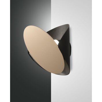 Fabas Luce Shield Lampa ścienna LED Złoty, Czarny, 1-punktowy