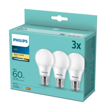Philips 3x Set LED E27 8 Wat 2700 Kelwinów 806 Lumenów