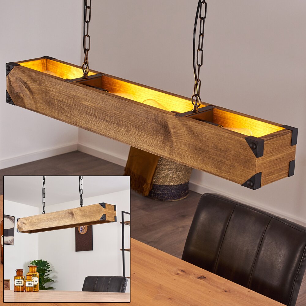 Olomouc Lampa Wisząca Jasne drewno, Czarny, 4-punktowe main product photo
