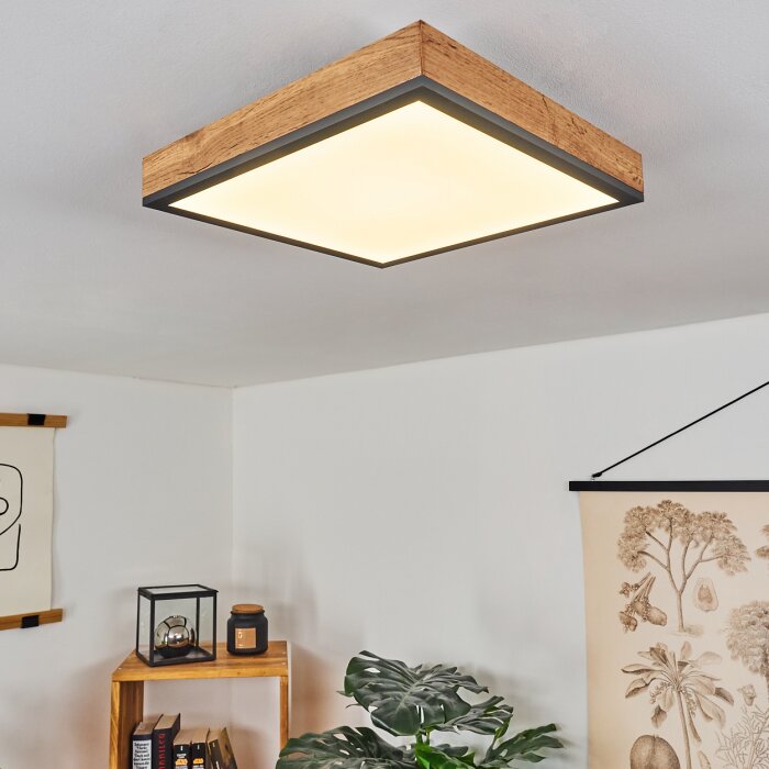 Salmi Lampa Sufitowa LED Wygląd drewna, Czarny, Biały, 1-punktowy