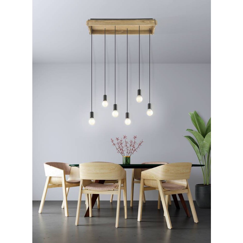 Eglo-Leuchten WOOTTON Lampa Wisząca Brązowy, Czarny, 6-punktowe main product photo