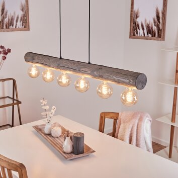 Canedo Lampa Wisząca Szary, Czarny, 6-punktowe