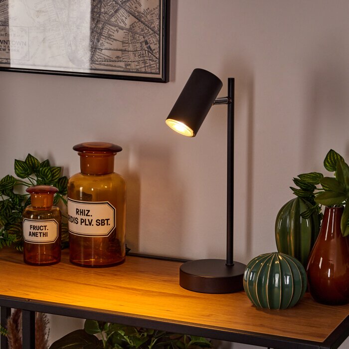 Javel lampka nocna Chrom, Czarny, 1-punktowy