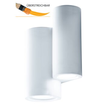 Luce-Design Banjie Lampa ścienna może być pomalowany na kolory komercyjne, Biały, 4-punktowe