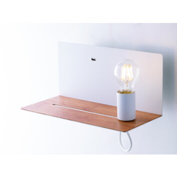 Luce-Design Flash Lampa ścienna Ciemne drewno, Biały, 1-punktowy