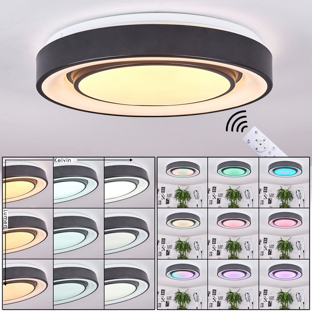 Page Lampa Sufitowa LED Czarny, Biały, 2-punktowe, Zdalne sterowanie, Zmieniacz kolorów main product photo